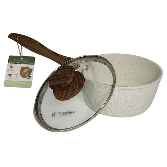 Masterclass Cookware Healthier Ceramic Coating Saucepan With Lid 1.2QT 6.5"Creme - Picture 5 of 11